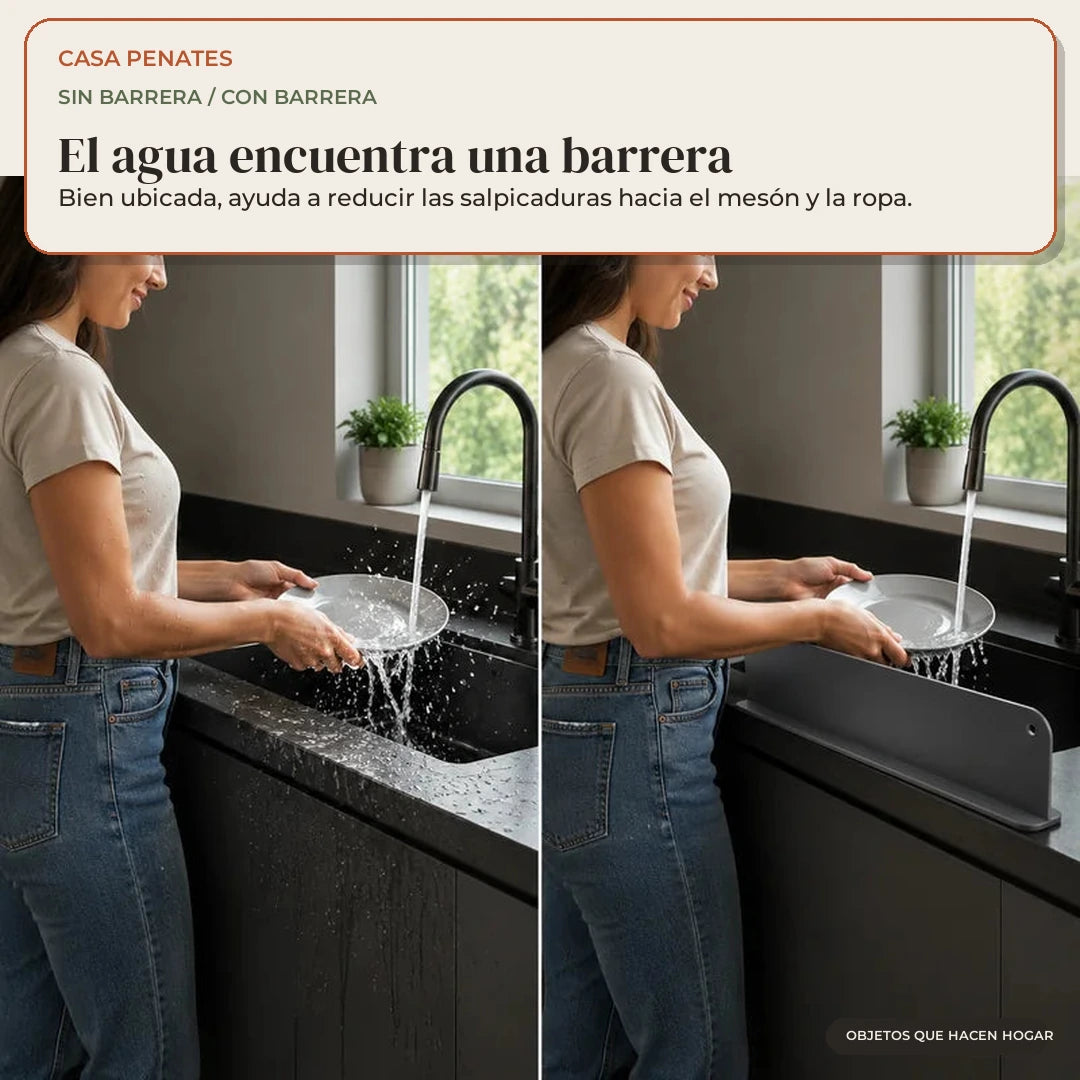 Comparación del área de lavado con y sin protector